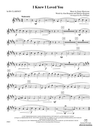 I Knew I Loved You: 1st B-flat Clarinet