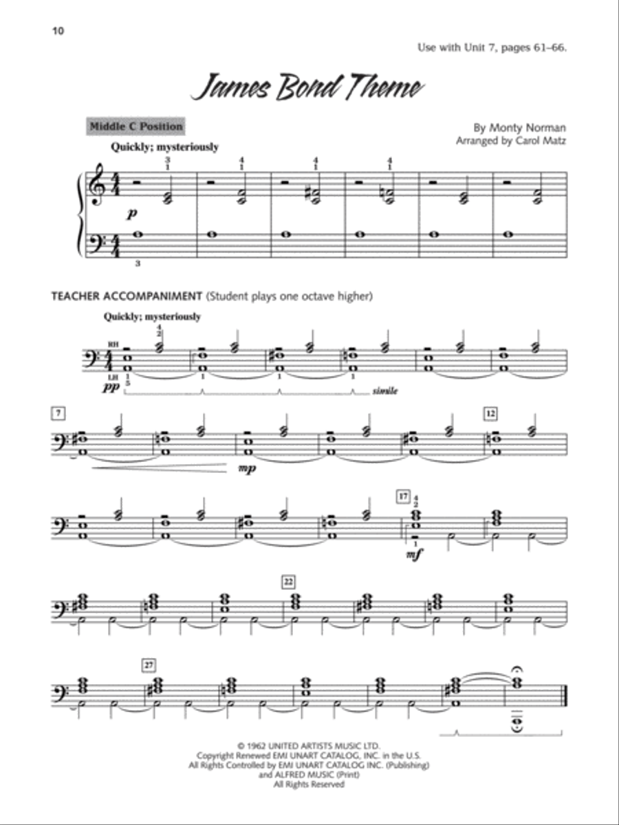Alfred's Piano 101 Pop, Book 1 Piano Method scores gallery preview page 8