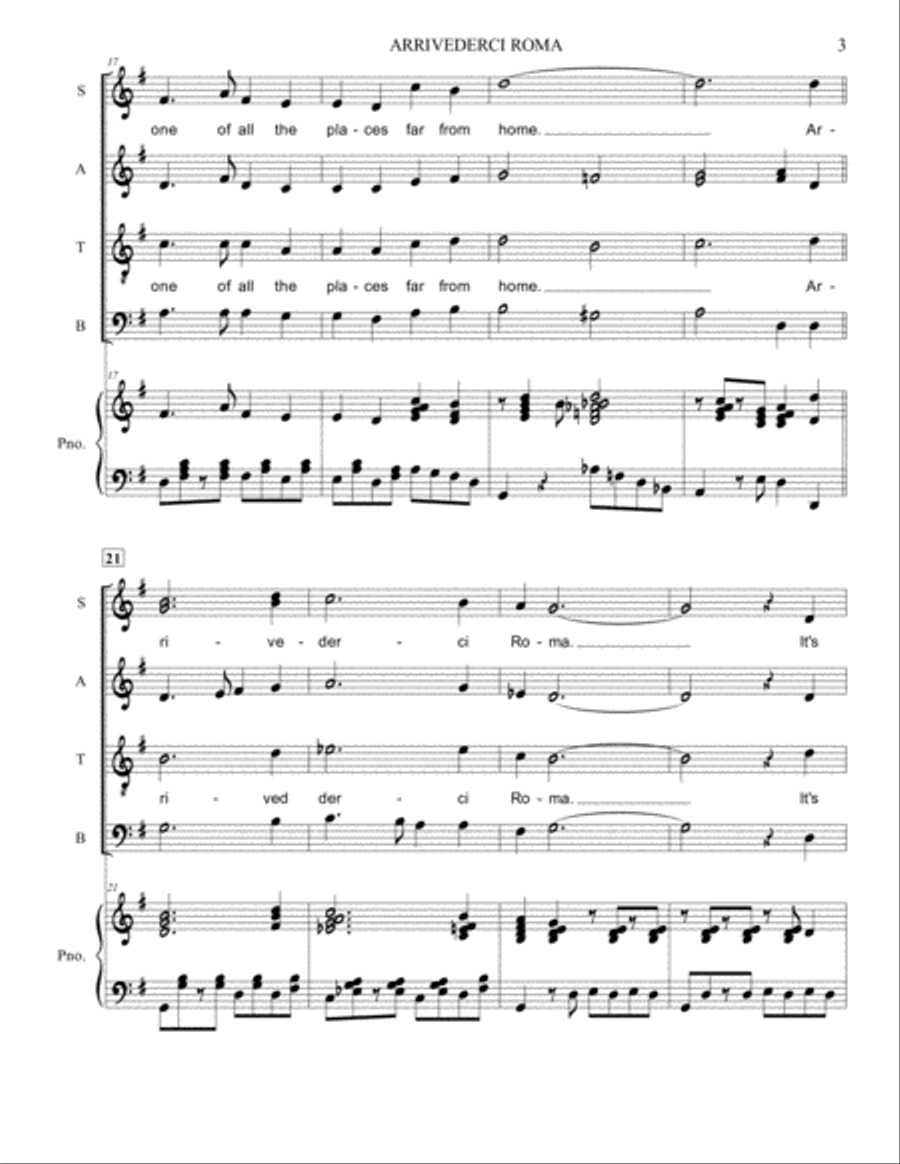 Arrivederci Roma (goodbye To Rome) 4-Part scores gallery preview page 3
