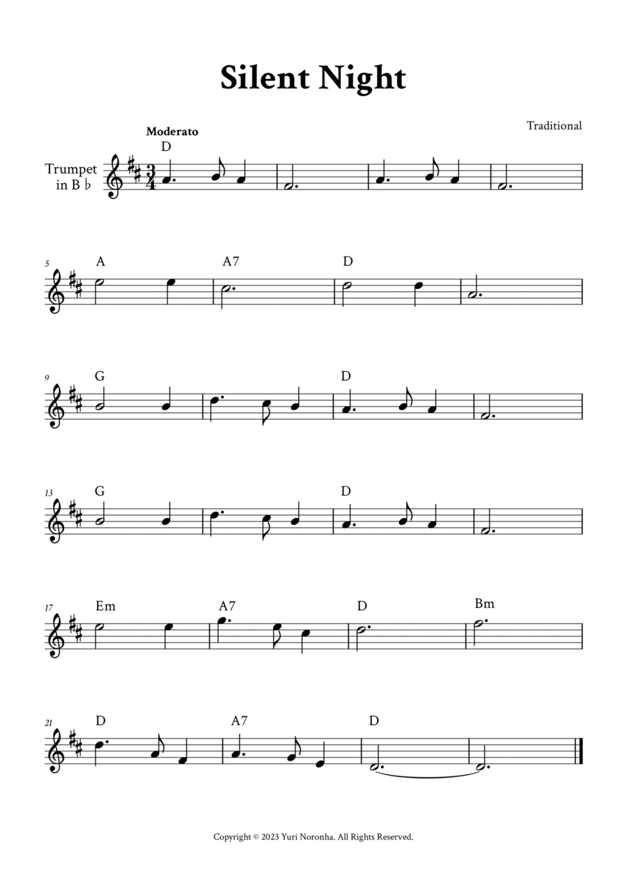 Silent Night Easy Trumpet