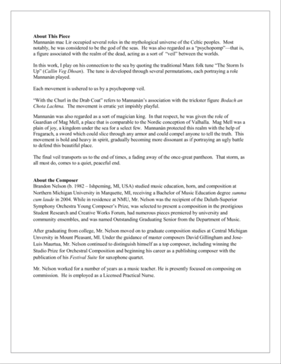 Mannanan mac Lir Small Ensemble scores gallery preview page 2