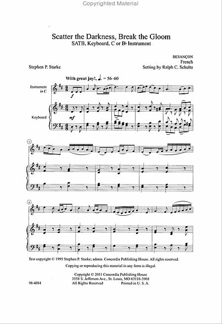 Scatter the Darkness, Break the Gloom (Schultz) 4-Part scores gallery preview page 2