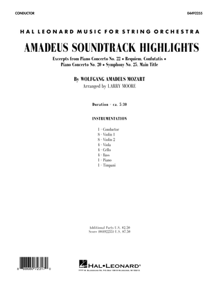 Amadeus Soundtrack Highlights - Conductor Score (Full Score)