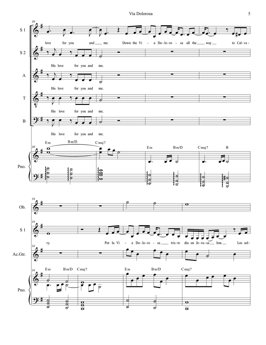 Via Dolorosa Via Dolorosa Piano, Vocal scores gallery preview page 5