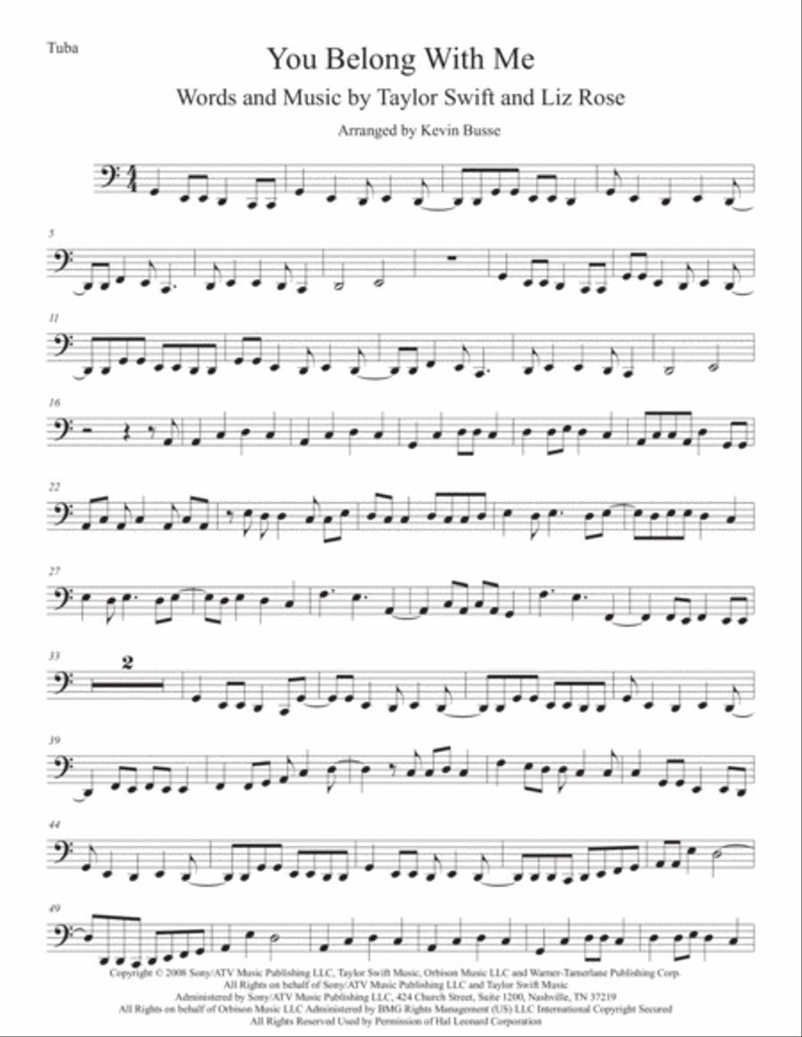 You Belong With Me Tuba scores gallery preview page 1