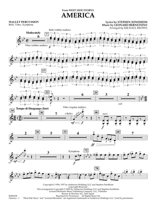 America (from West Side Story) (arr. Michael Brown) - Mallet Percussion