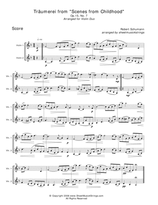 Schumann, R. - Traumerei for Two Violins