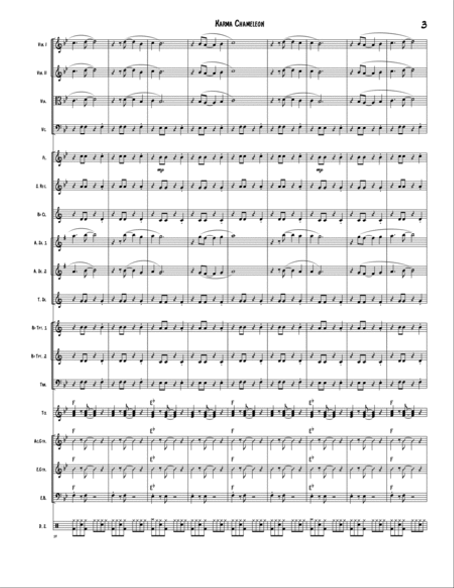 Karma Chameleon Karma Chameleon Concert Band scores gallery preview page 3