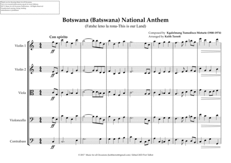 Botswana National Anthem for String Orchestra image number null