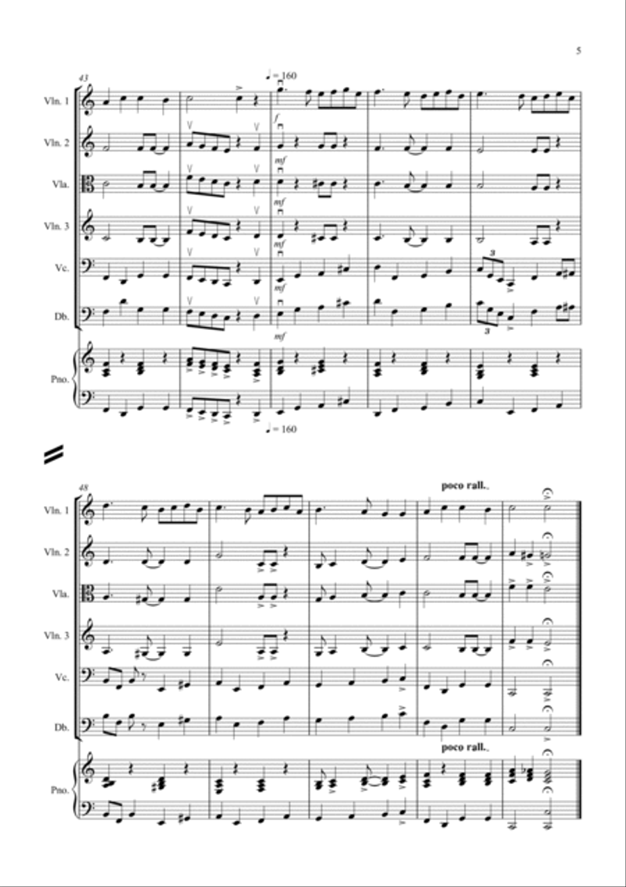 Ding Dong Merrily on High (Jazzy Style!) for String Orchestra String Quartet scores gallery preview page 5