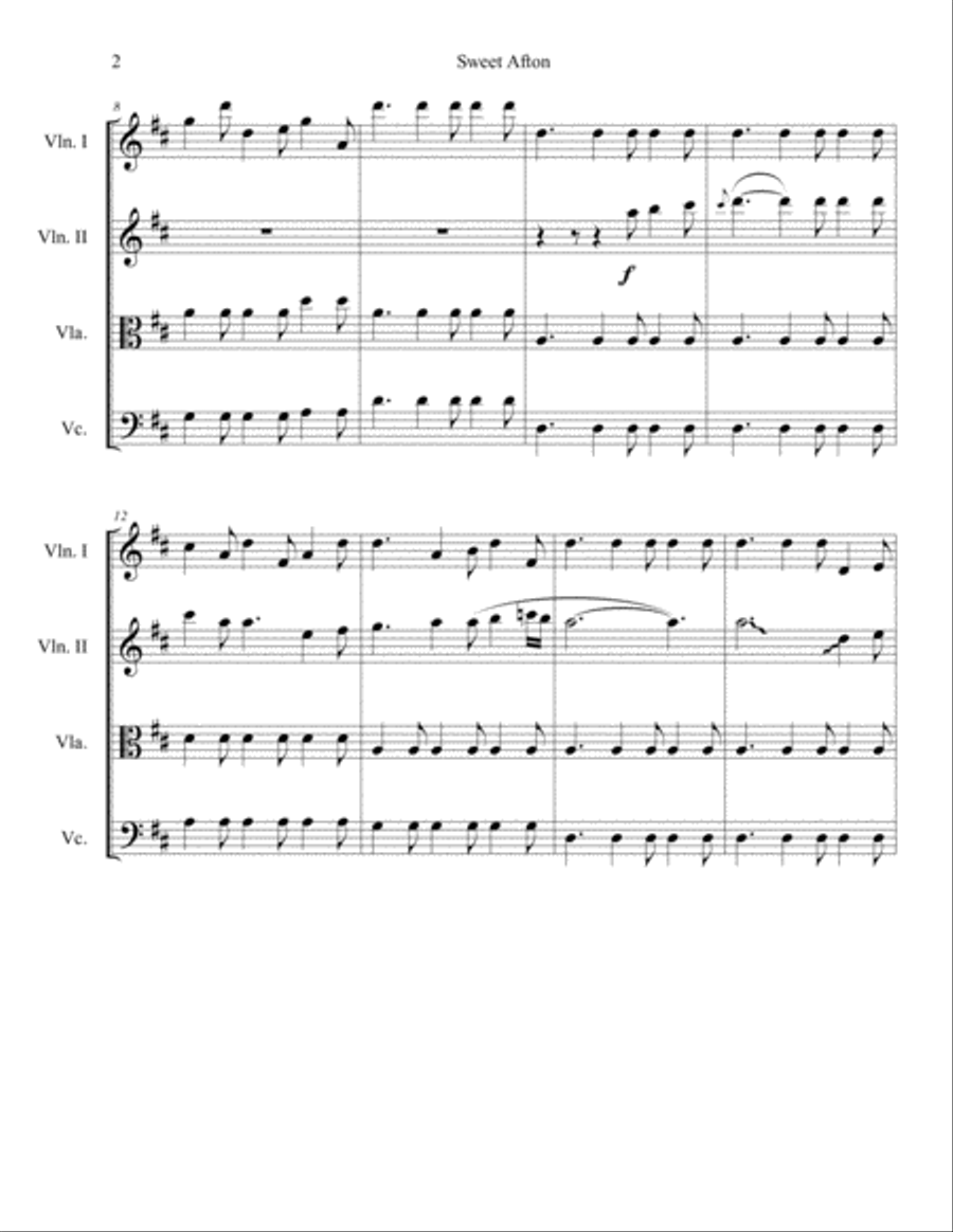Sweet Afton String Quartet scores gallery preview page 2