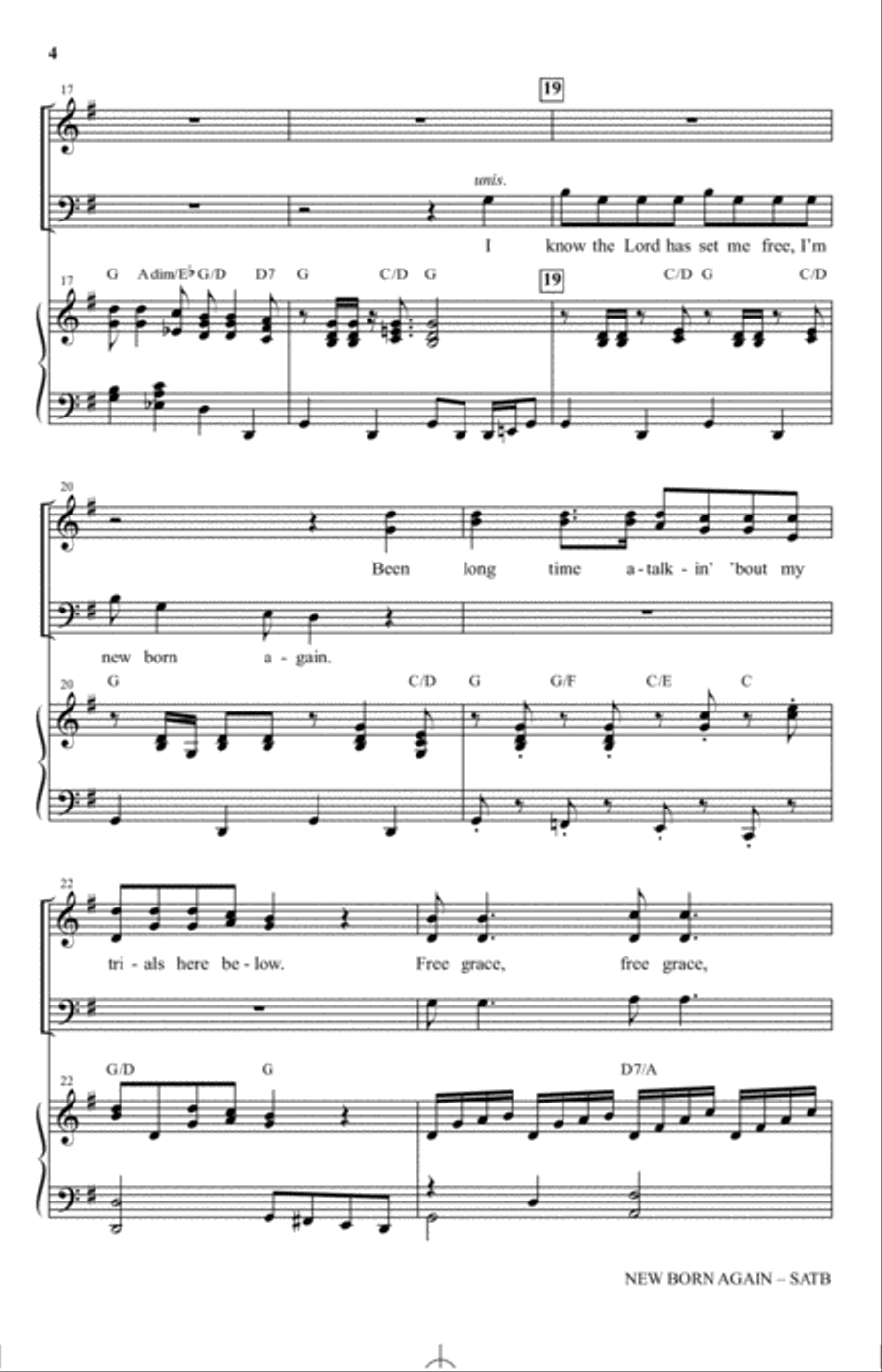 New Born Again (arr. Ralph Long) 4-Part scores gallery preview page 3