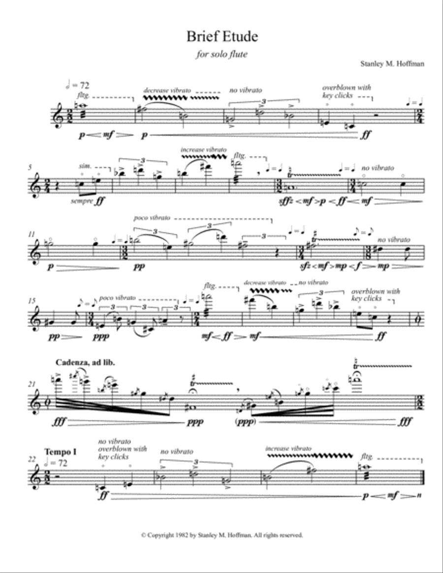 Brief Etude by Stanley M. Hoffman Flute Solo - Digital Sheet Music