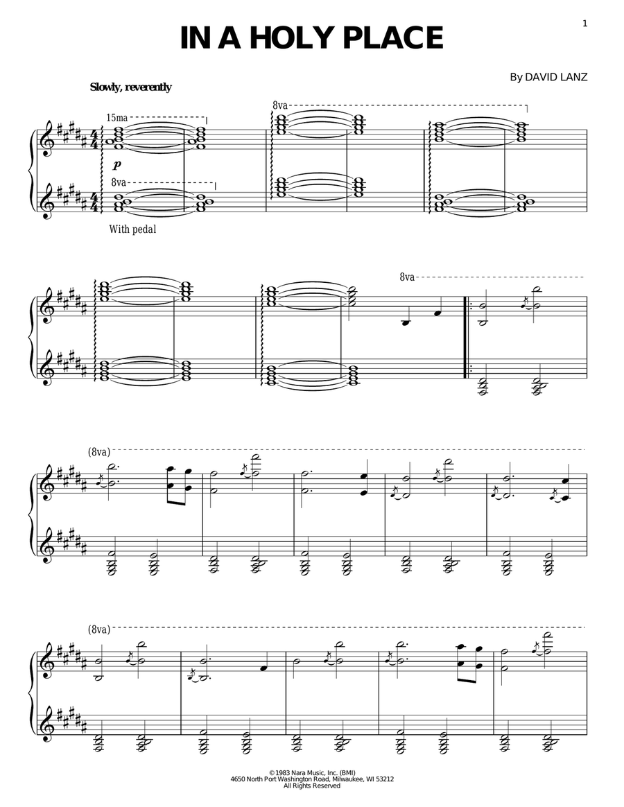 In A Holy Place Piano Solo scores gallery preview page 1