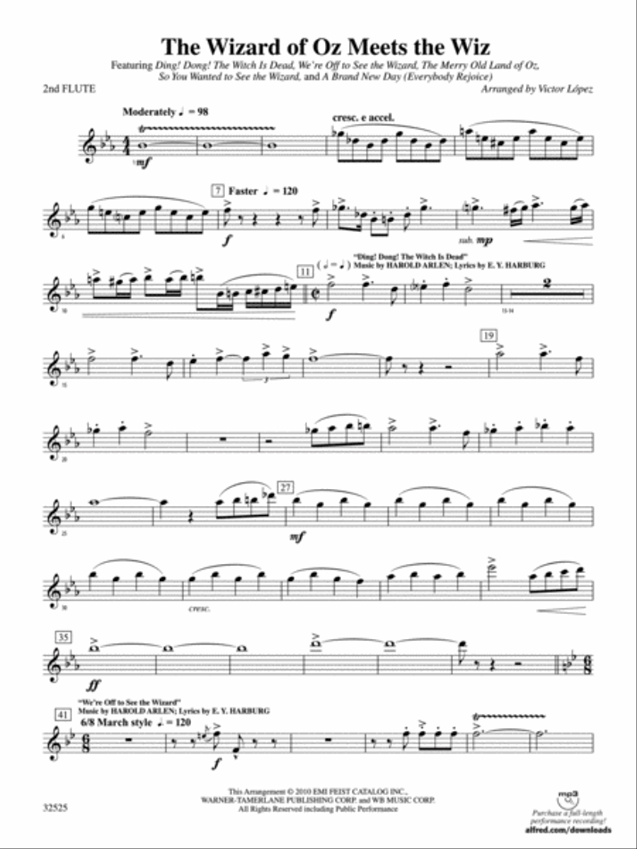 The Wizard of Oz Meets The Wiz: 2nd Flute Concert Band scores gallery preview page 1