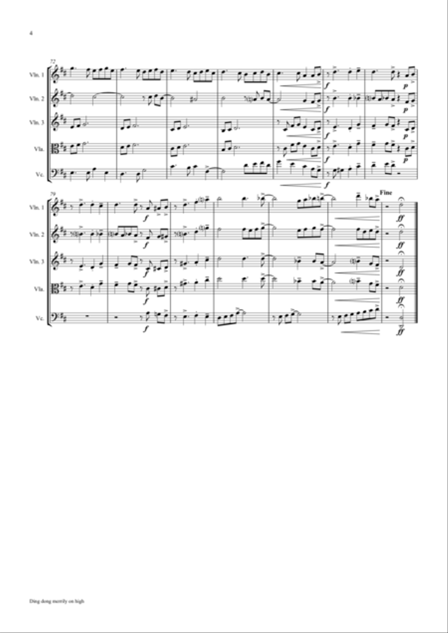 Ding dong merrily on high - Swing - String Quartet String Quartet scores gallery preview page 4