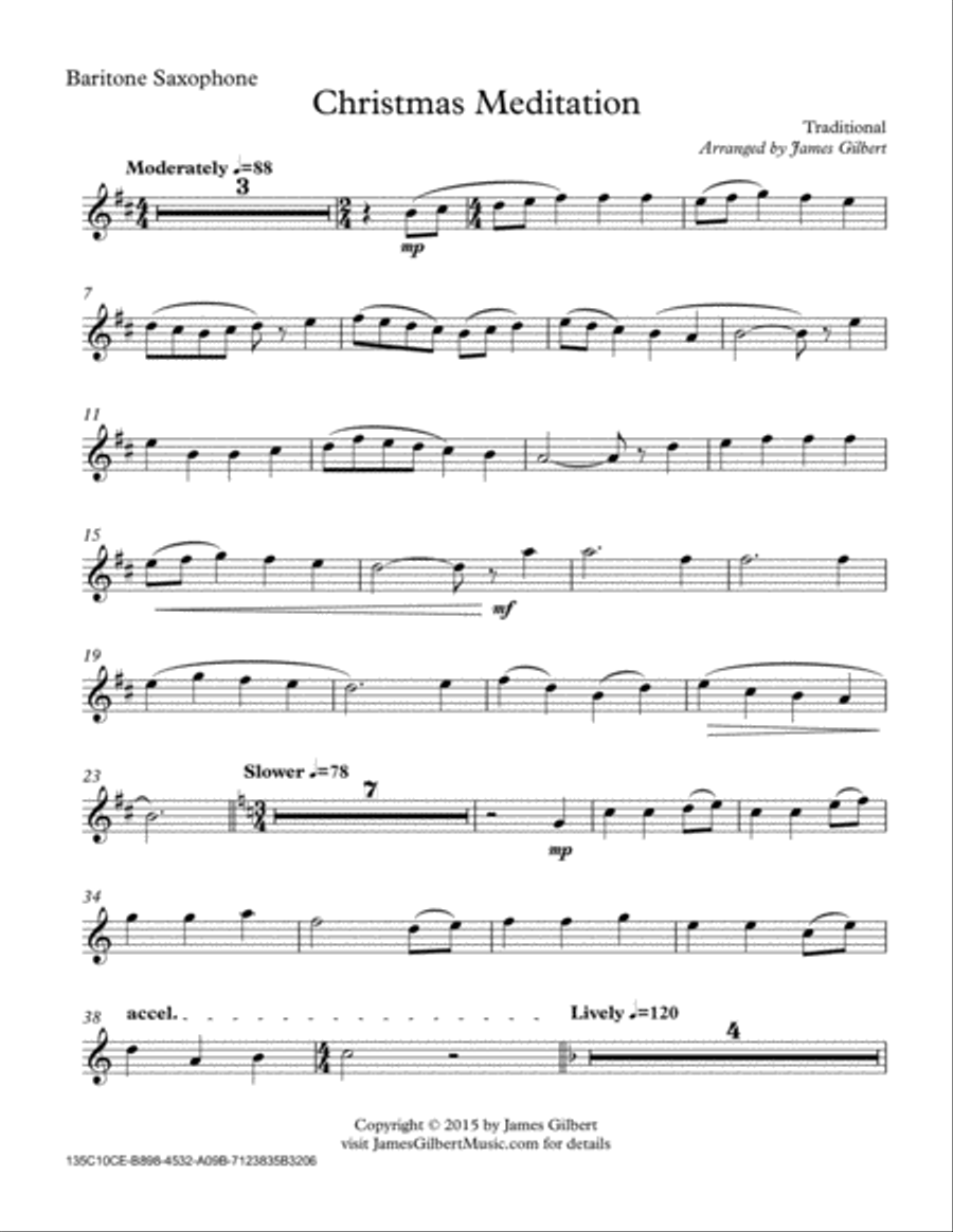 Christmas Meditation Baritone Saxophone scores gallery preview page 6