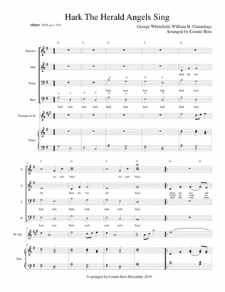 Hark the Herald Angels Sing - trumpet, SATB piano