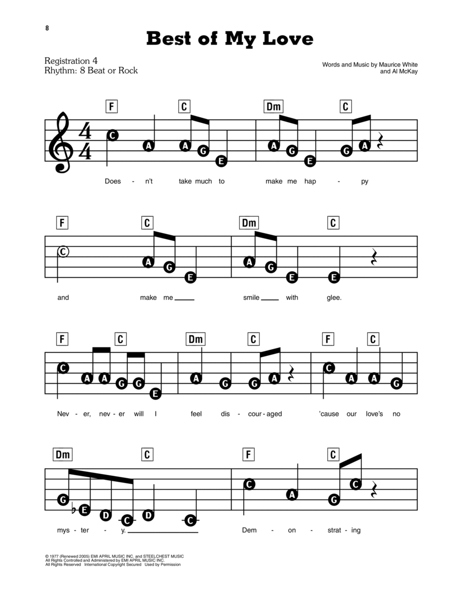 Best Of My Love Electronic Keyboard scores gallery preview page 1