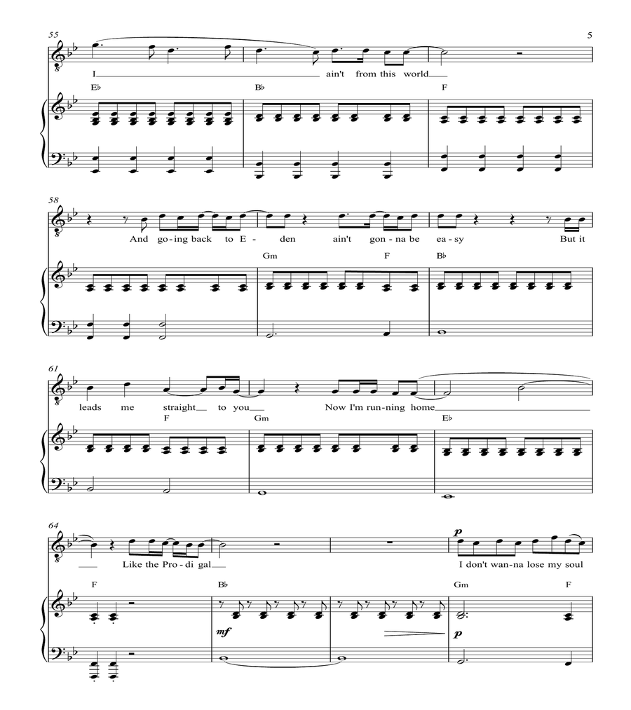 The Prodigal Piano, Vocal, Guitar scores gallery preview page 5