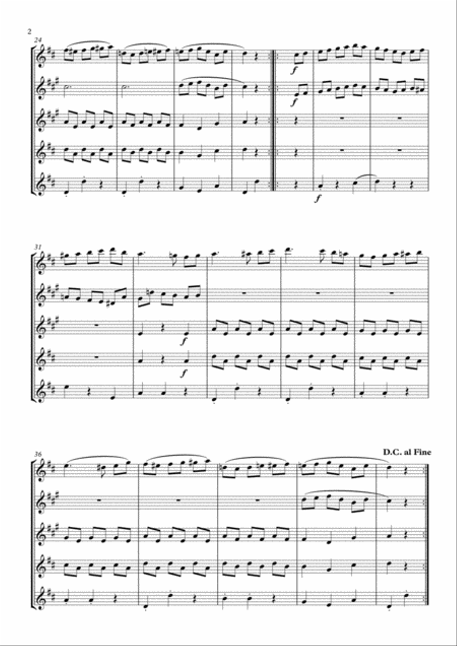 Minuet in G (Eine Kleine Nachtmusik) - Mozart Woodwind Quartet scores gallery preview page 2