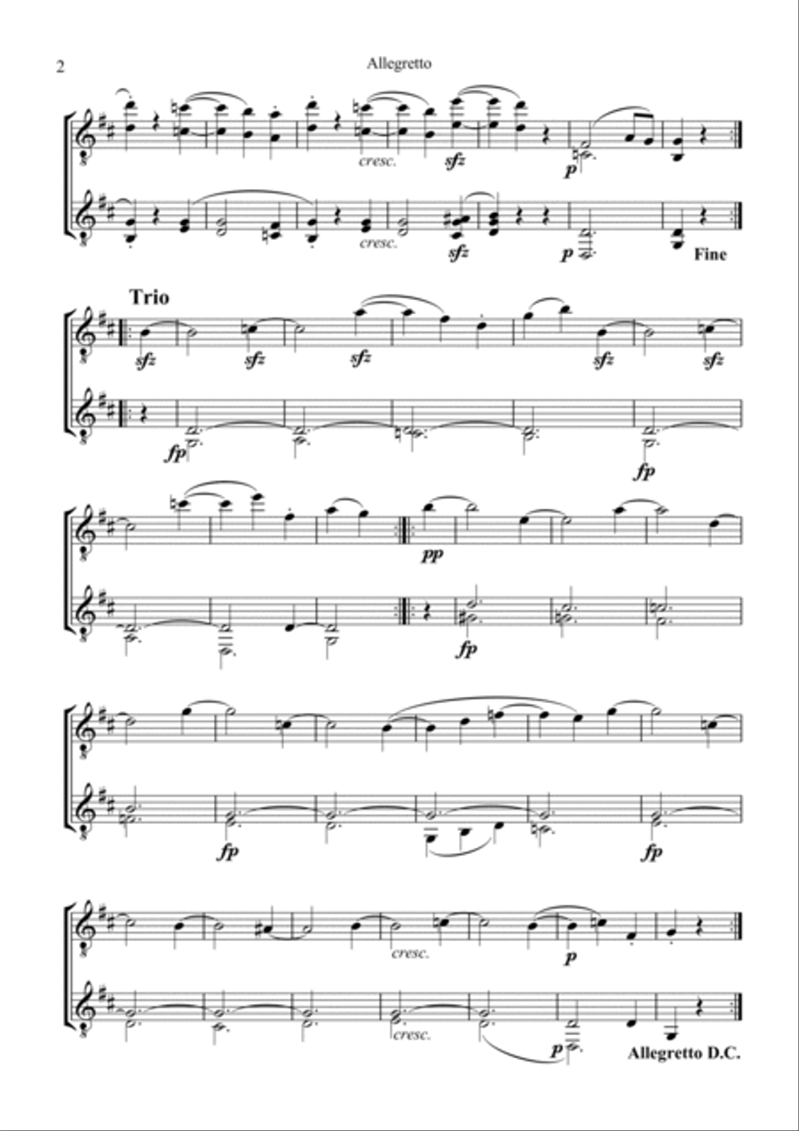 Allegretto (Moonlight Sonata) for guitar duo Acoustic Guitar scores gallery preview page 2
