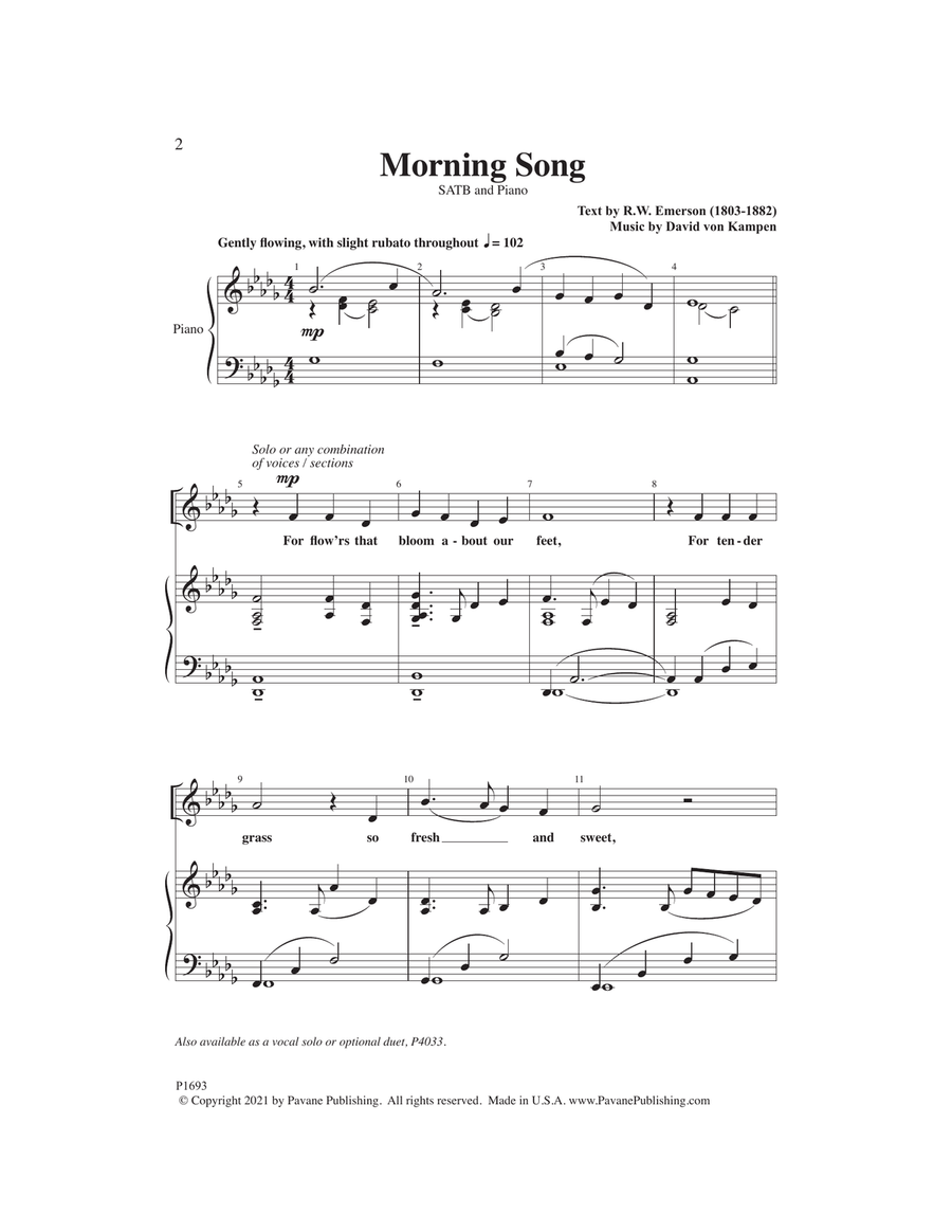 Morning Song Morning Song 4-Part scores gallery preview page 1
