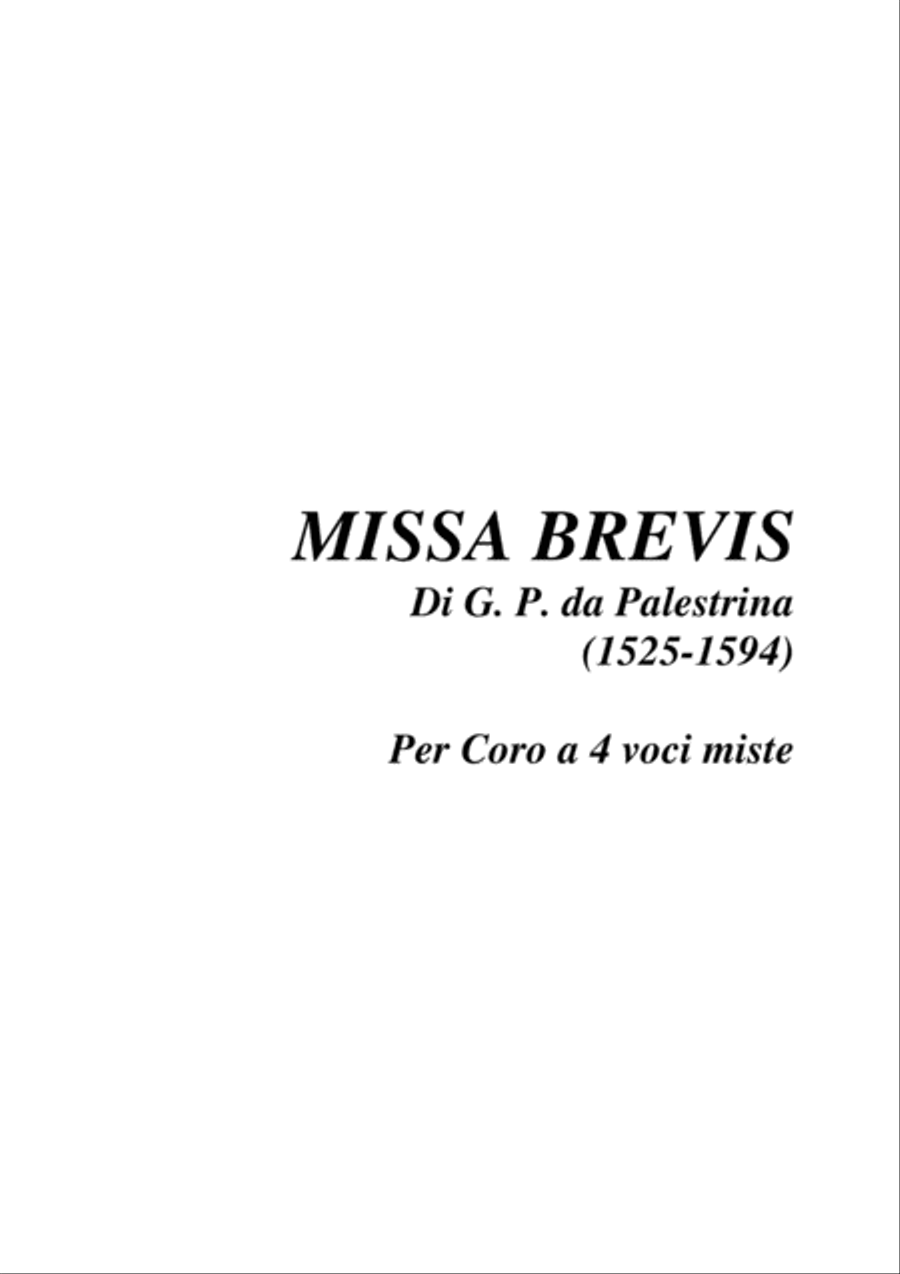MISSA BREVIS - G. P. da Palestrina (1525-1594) - For SATB Choir 4-Part scores gallery preview page 1