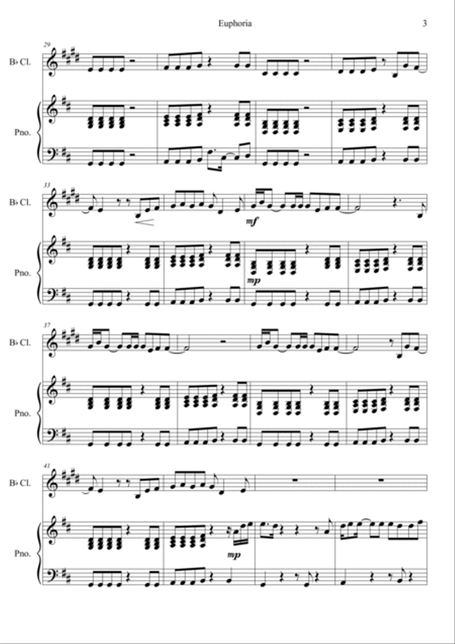 Euphoria Clarinet Solo scores gallery preview page 3