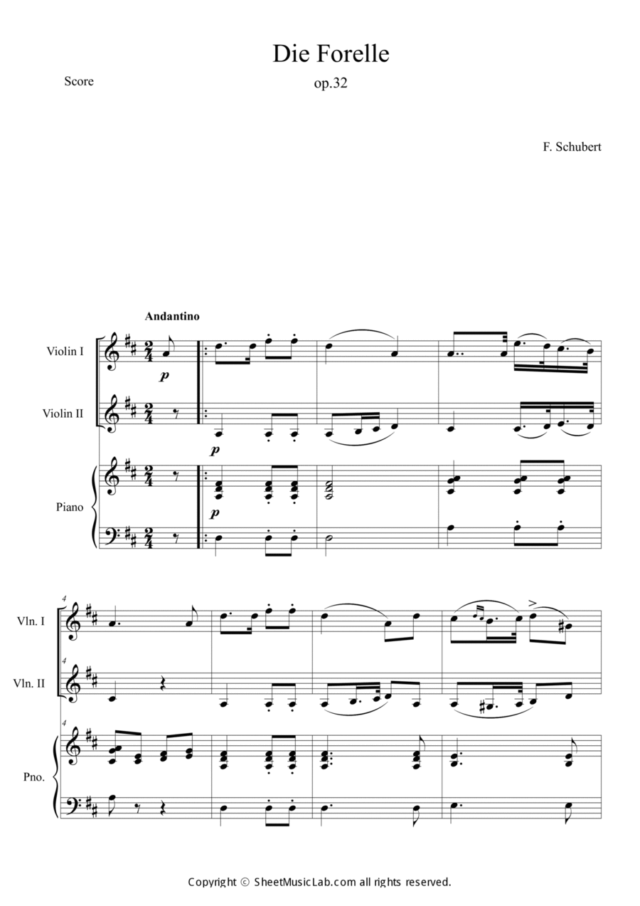 Die Forelle (The Trout) Die Forelle (The Trout) Piano Trio scores gallery preview page 1