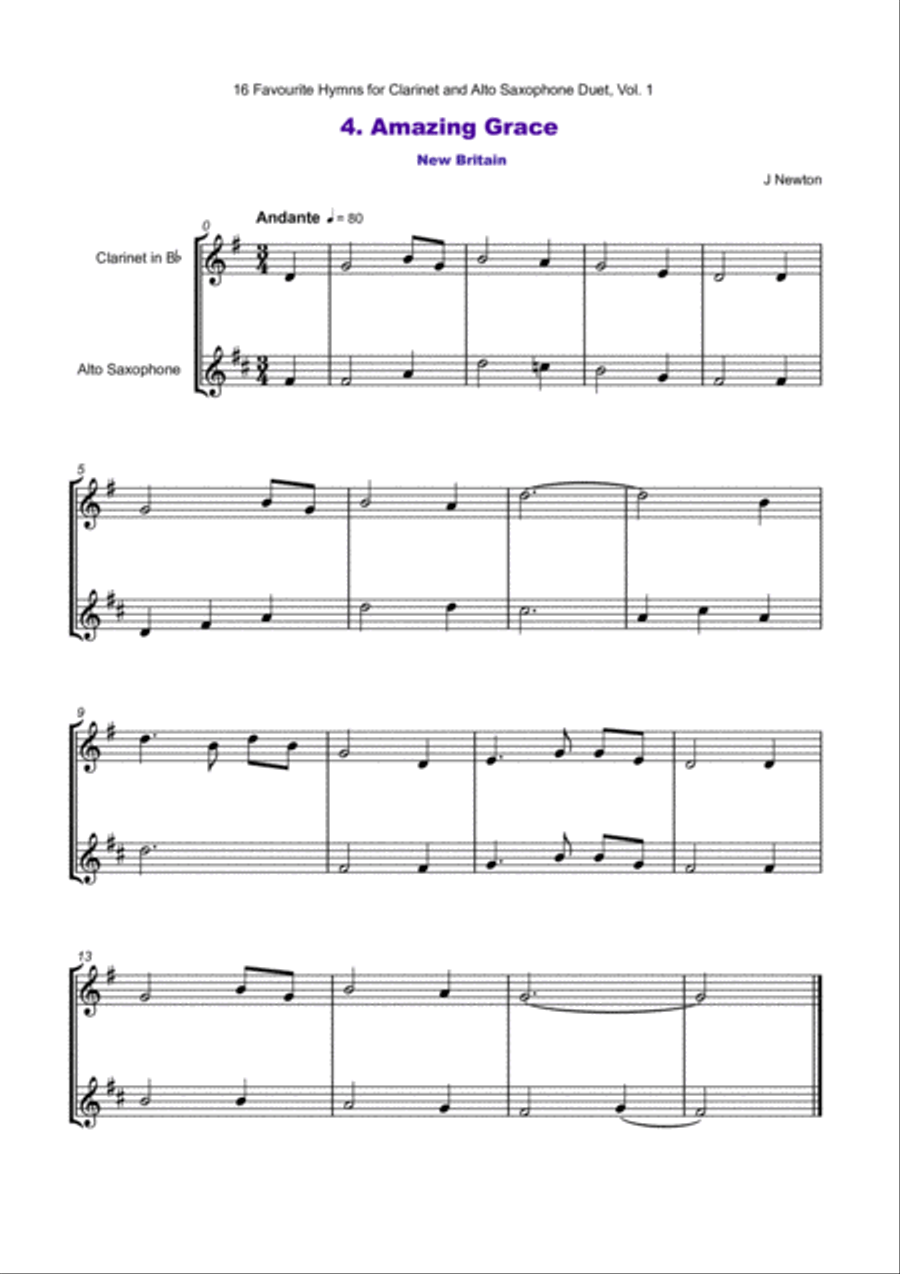 16 Favourite Hymns Vol.1 for Clarinet and Alto Saxophone Duet Woodwind Duet scores gallery preview page 5