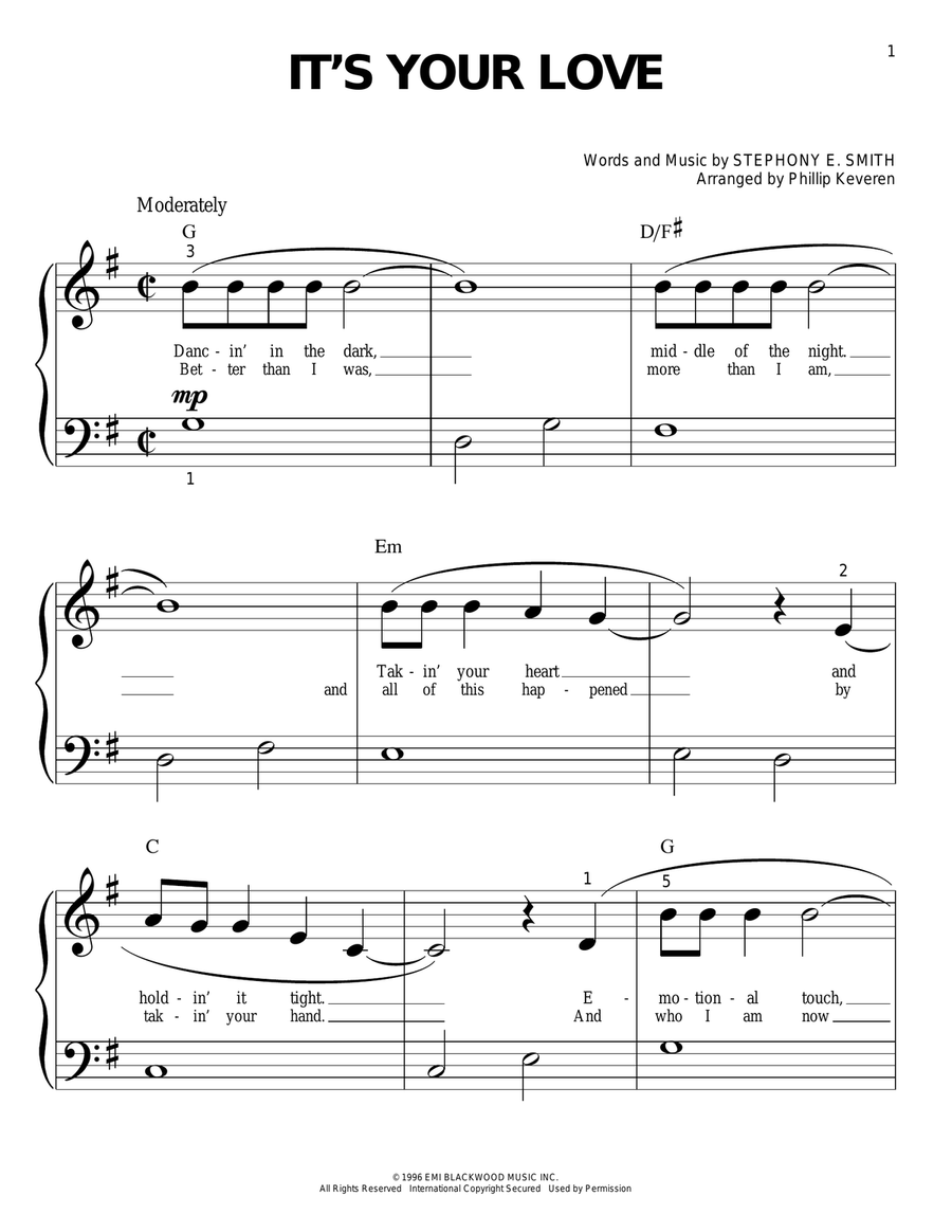 It's Your Love (arr. Phillip Keveren) Easy Piano scores gallery preview page 1