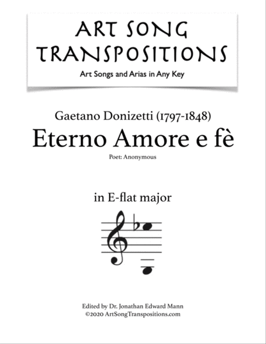 DONIZETTI: Eterno Amore e fè (transposed to E-flat major) Voice scores gallery preview page 1