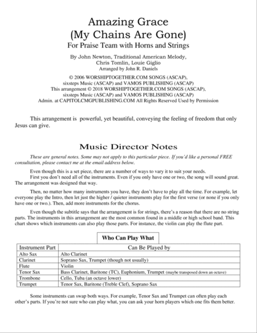 Amazing Grace (my Chains Are Gone) Flute scores gallery preview page 2