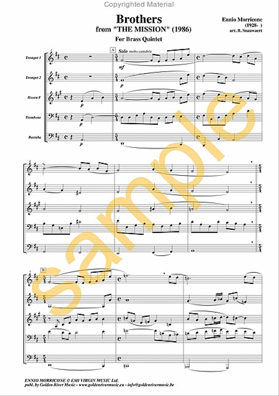 Brothers & Gabriels Oboe (brass quintet) School and Community scores gallery preview page 2