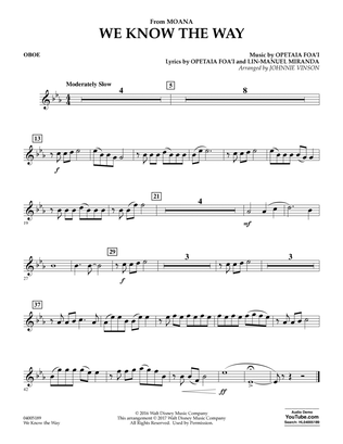 We Know the Way (from Moana) (arr. Johnnie Vinson) - Oboe