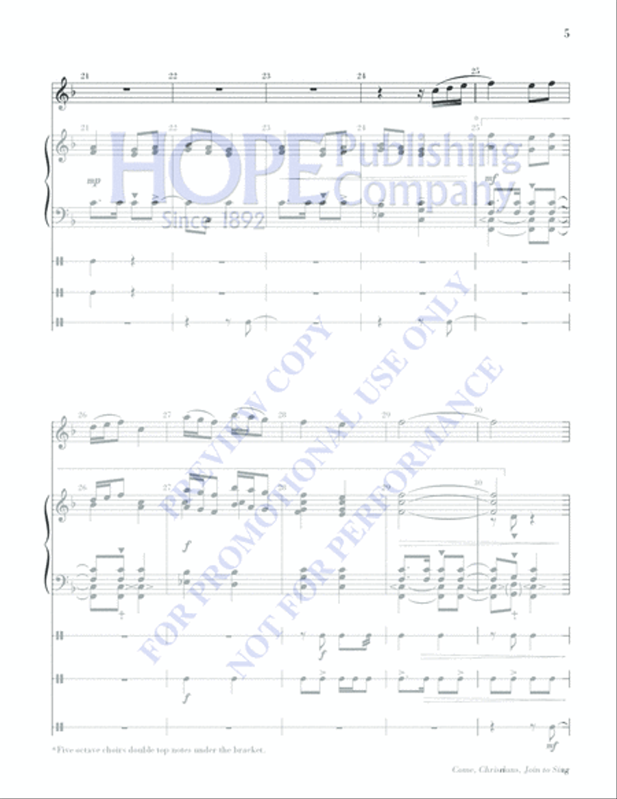 Come, Christians, Join to Sing Piano scores gallery preview page 5