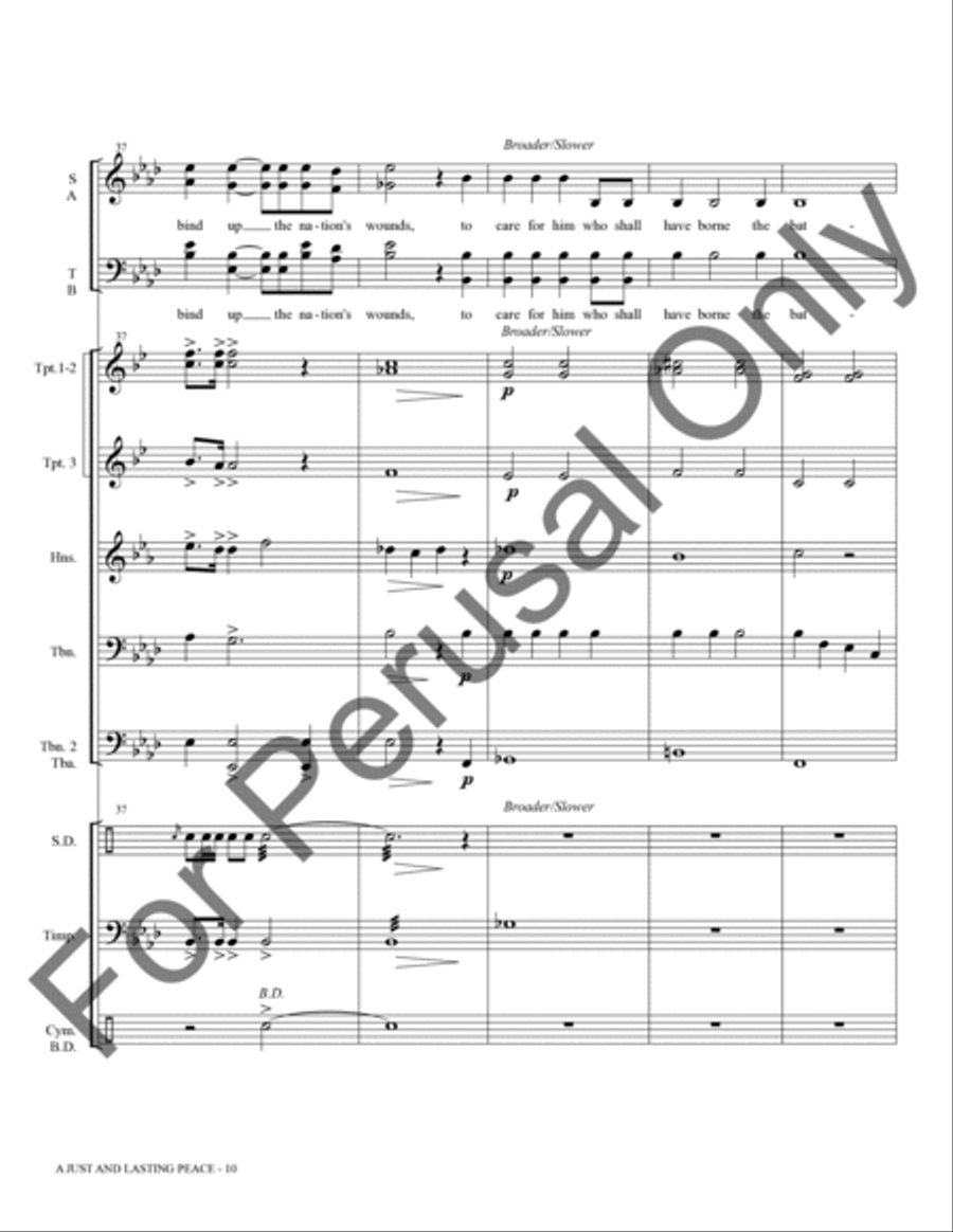 A Just And Lasting Peace (Brass and Percussion Score/Parts) Choir scores gallery preview page 11
