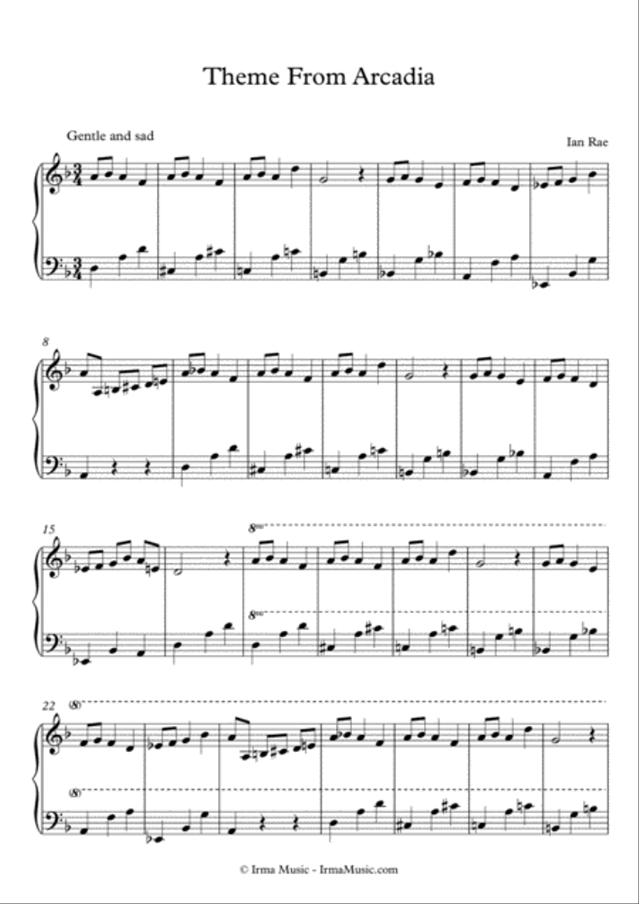 Theme From Arcadia Piano Solo scores gallery preview page 1