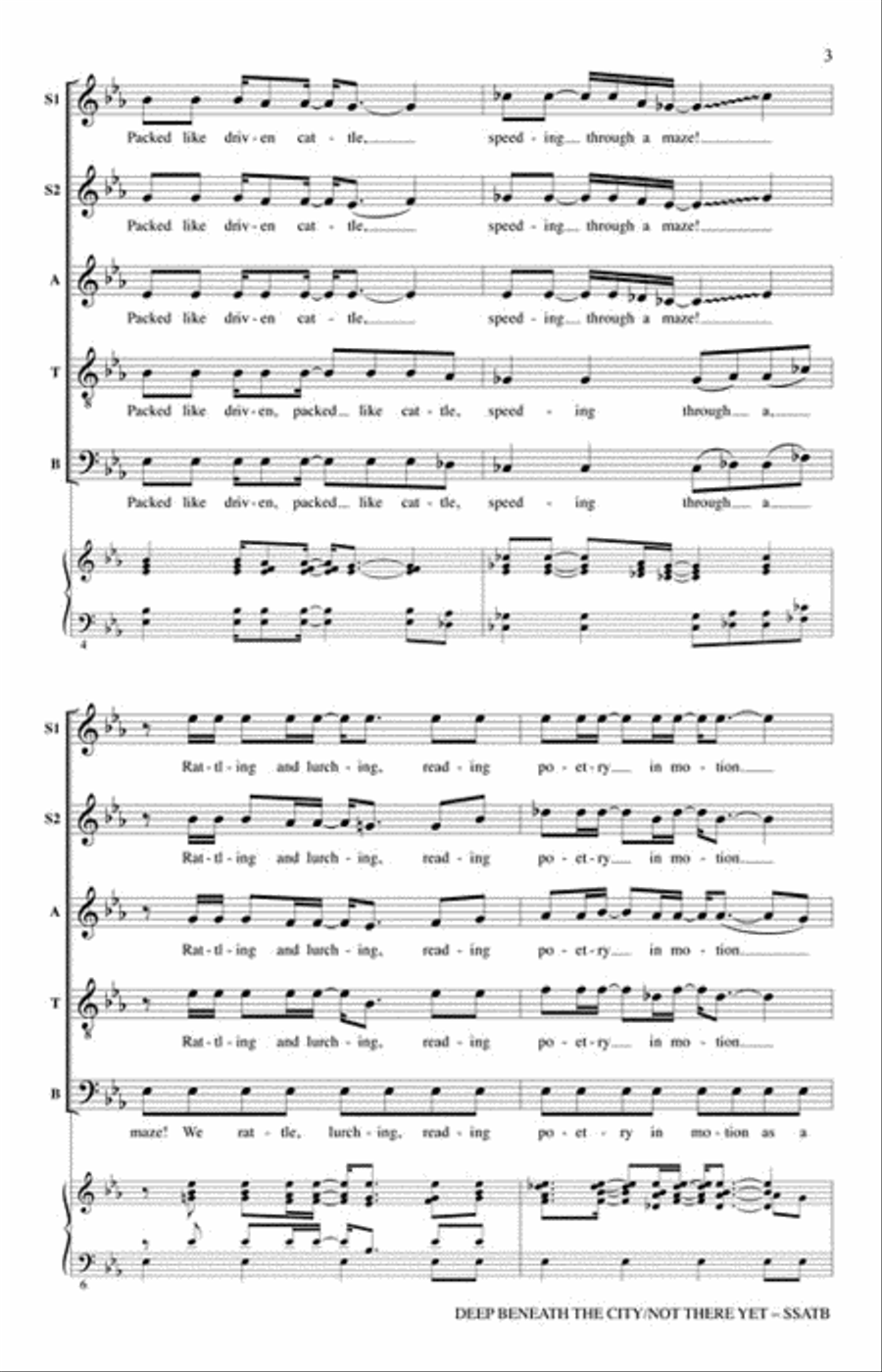 Deep Beneath the City/Not There Yet SSATB scores gallery preview page 3