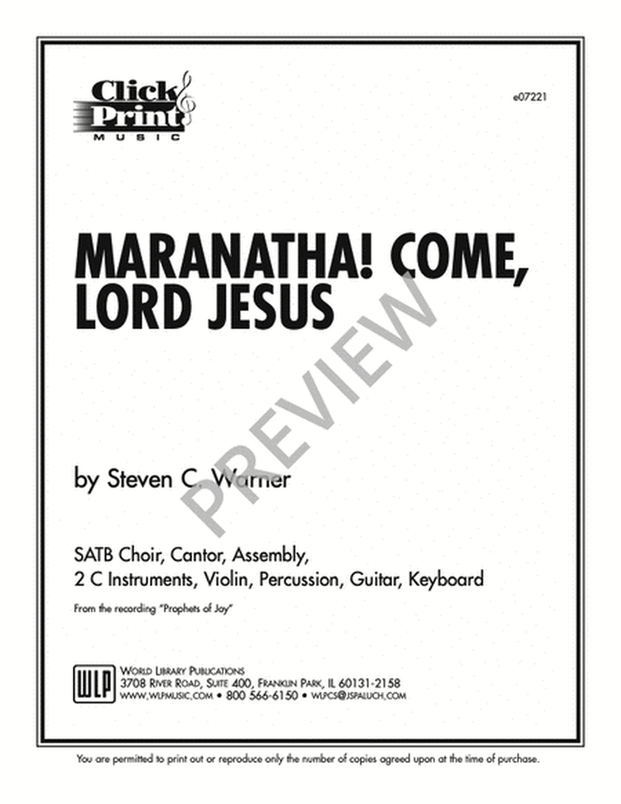 Maranatha Come Lord Jesus