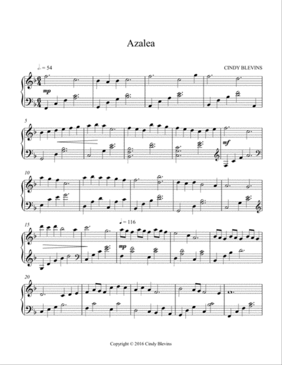 Azalea, original solo for Lever or Pedal Harp Azalea, original solo for Lever or Pedal Harp Pedal Harp scores gallery preview page 2