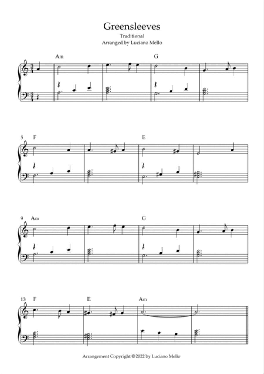 Greensleeves Easy Piano scores gallery preview page 2