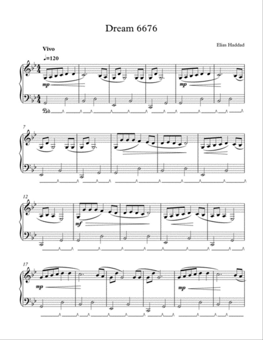 Dream 6676( solo piano version ) Piano Solo scores gallery preview page 1