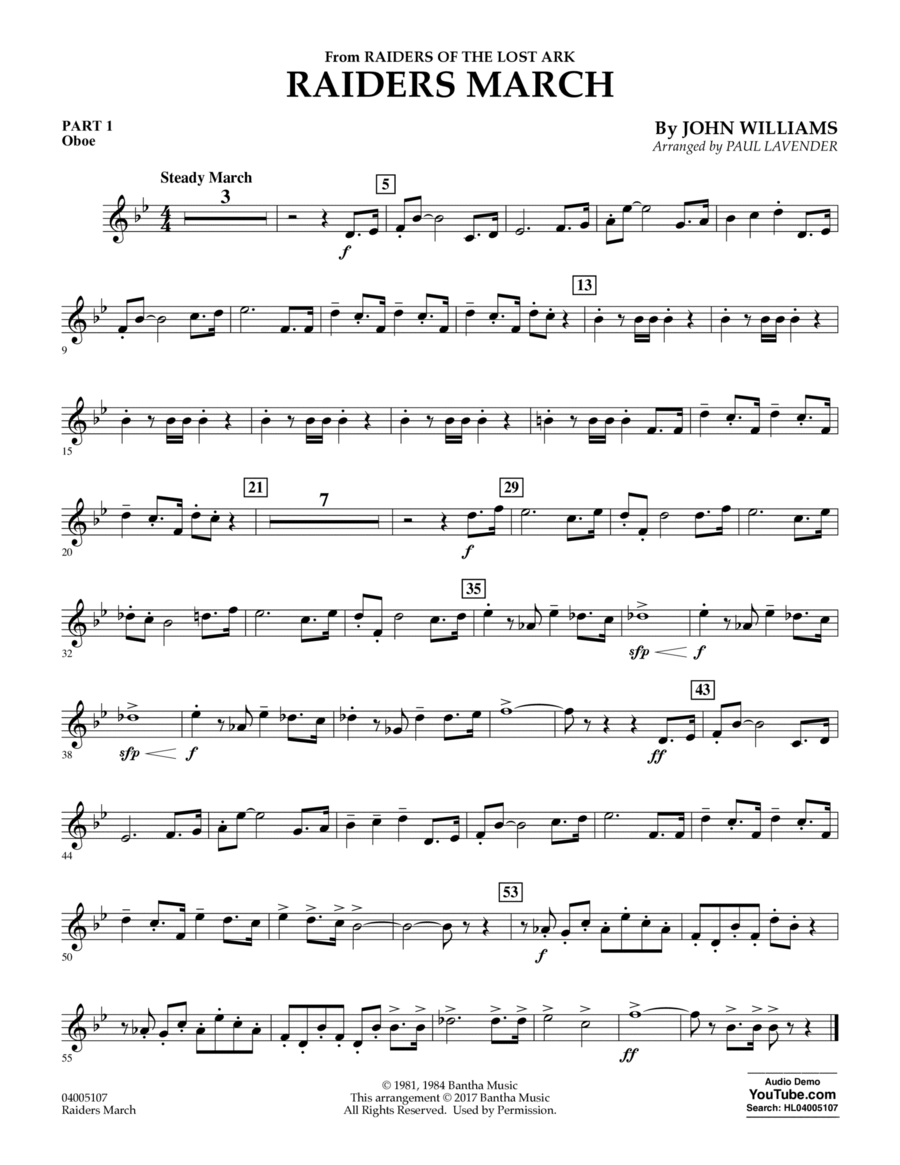 Raiders March - Pt.1 - Oboe Concert Band scores gallery preview page 1
