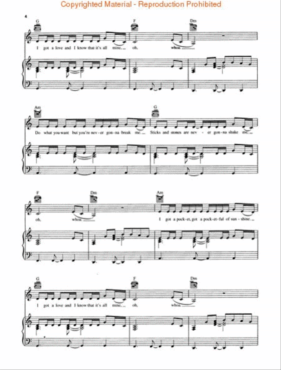 Pocketful of Sunshine Piano, Vocal, Guitar scores gallery preview page 3
