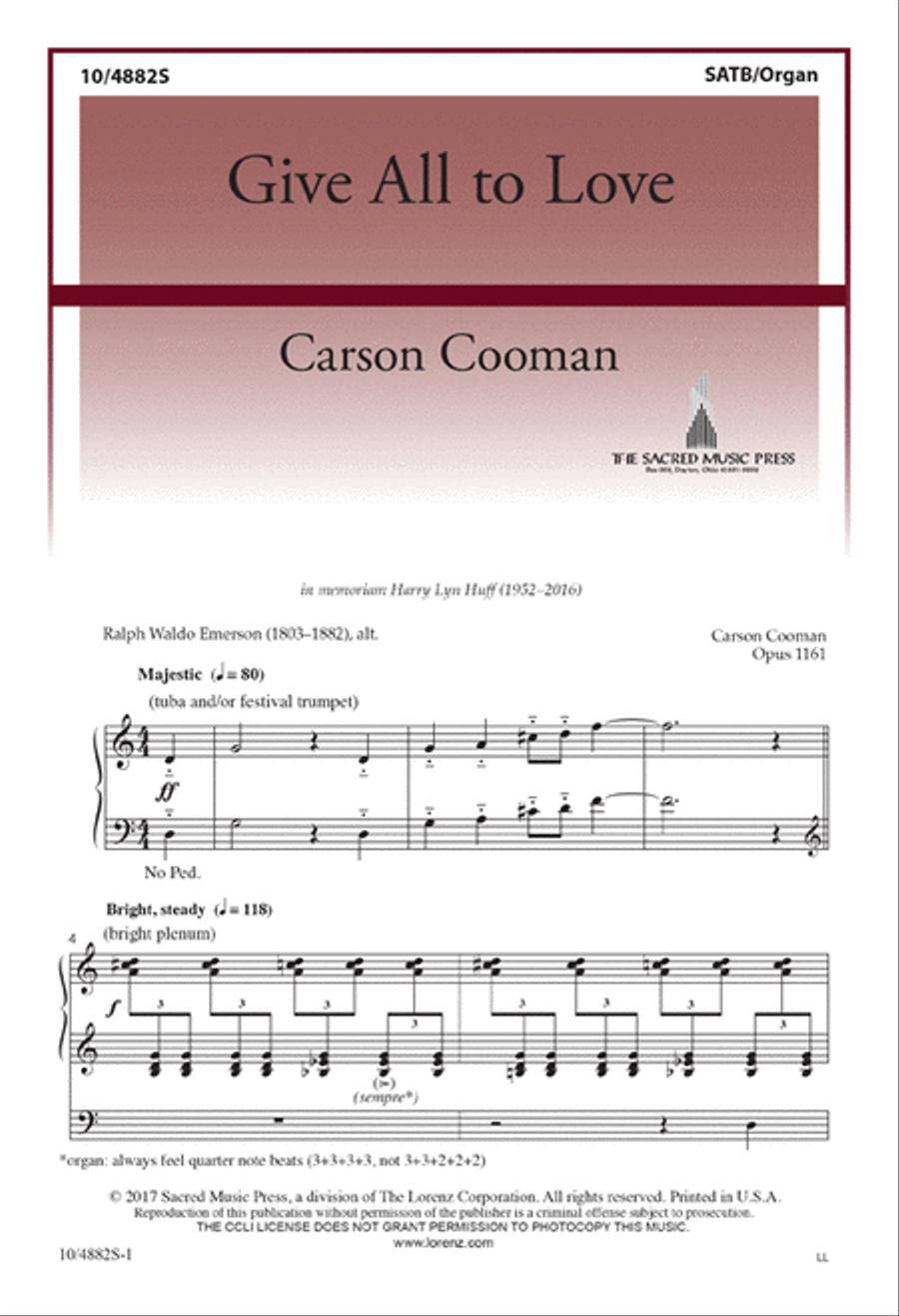 Give All to Love 4-Part scores gallery preview page 1