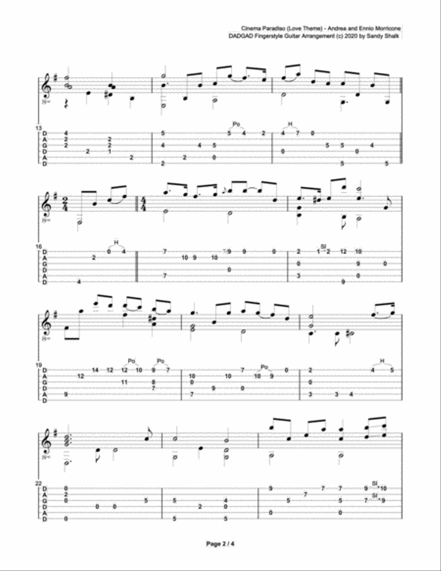 Cinema Paradiso Guitar Tablature scores gallery preview page 2
