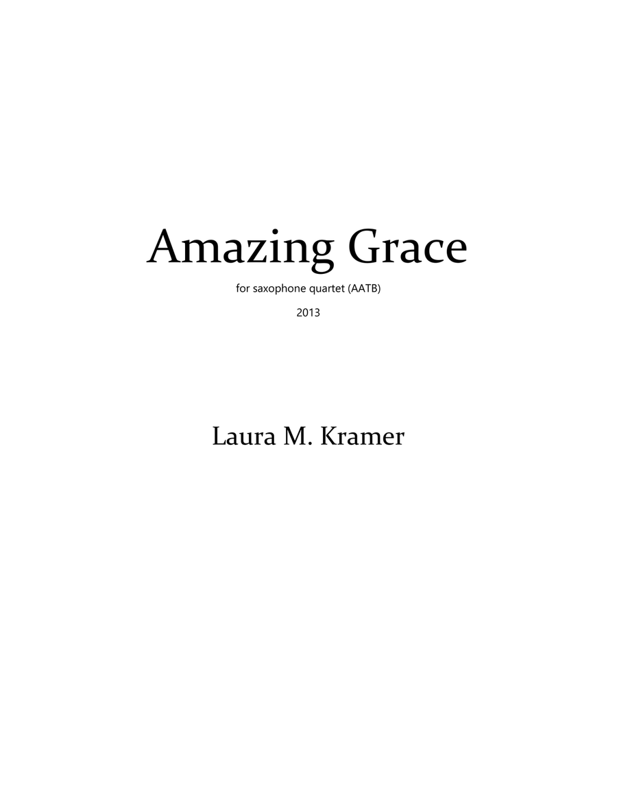 Amazing Grace for saxophone quartet Saxophone Quartet scores gallery preview page 1