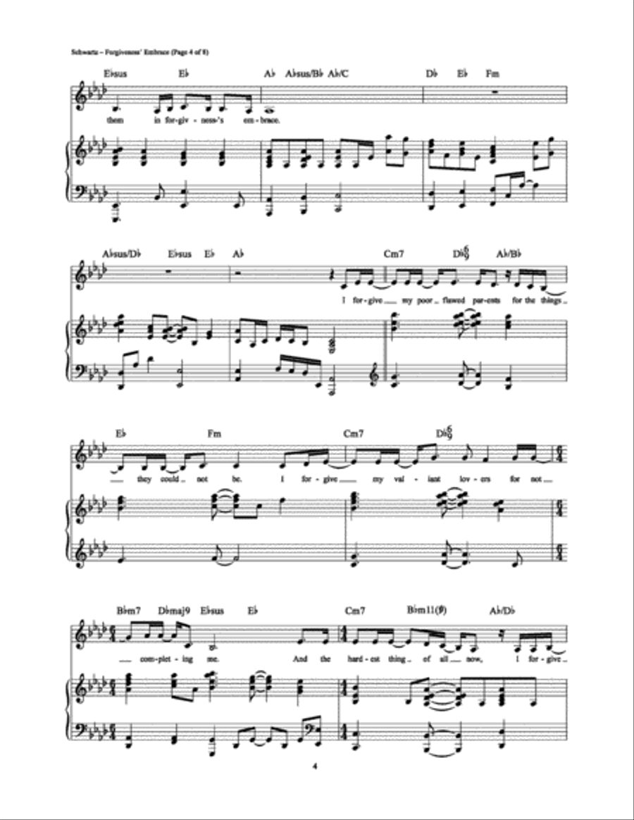 Forgiveness' Embrace Forgiveness' Embrace Piano, Vocal, Guitar scores gallery preview page 4